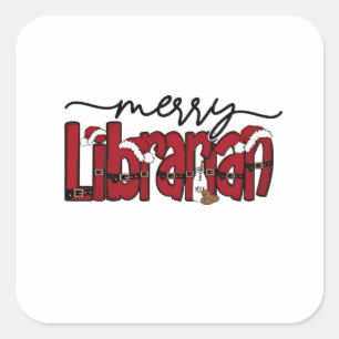 Merry Librarian Christmas Book Lover Library Vierkante Sticker