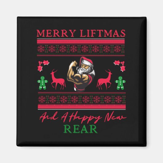 Merry Liftmas And A Happy New Rear Ugly Xmas Gym W Magneet (Voorkant)
