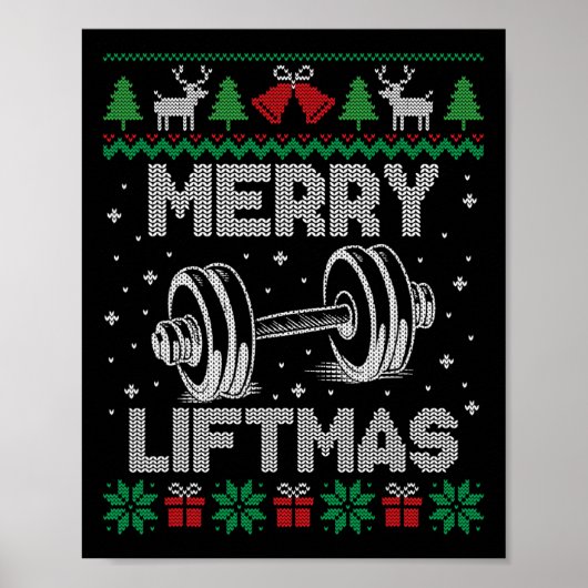 Merry Liftmas Funny Kerstmis fitness Poster (Voorkant)