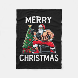 Merry Liftmas Funny Santa Xmas Gym Bodybuilding Ch Fleece Deken