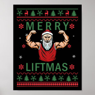 Merry Liftmas - kerstcadeauwerker Gym Workout Poster