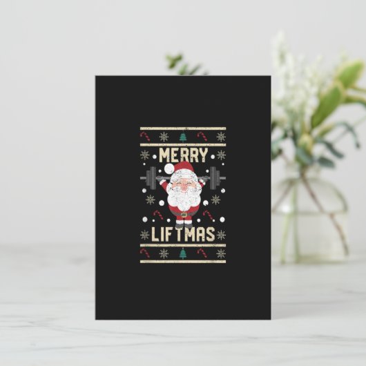 Merry Liftmas Lifting Kerstkerstkerstman Gym Wo Kaart (Staand voorkant)