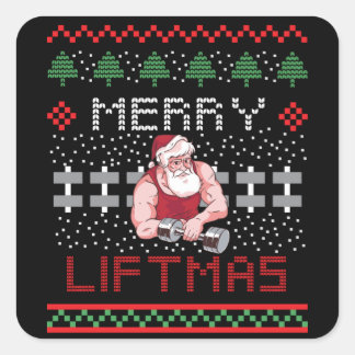 Merry Liftmas Ugly Cristmas Design Vierkante Sticker