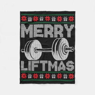 Merry Liftmas Ugly Kerstmis Gym Workout Funny Pit Fleece Deken