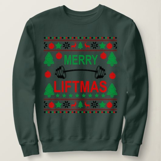 Merry Liftmas Ugly kerstsweater Gym Workout Trui (Design voorkant)