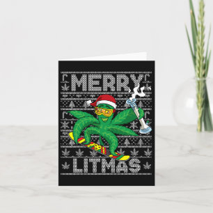 Merry Litmas Snowboarden Lelijke Kerst Kaart