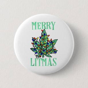 Merry litmas spot leaf kerstboom licht mariu ronde button 5,7 cm