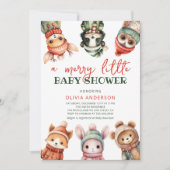 Merry Little С ute Winter Baby shower Invitation (Devant)
