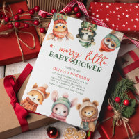 Merry Little С ute Winter Baby shower Invitation