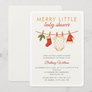 Merry Little Baby Clothesline Baby shower Kaart