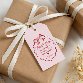 Merry Little Baby Shower Bedanktags met Strik Cadeaulabel