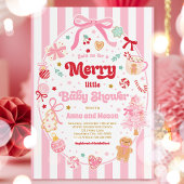 Merry Little Baby Shower Christmas Coquette Bow Kaart