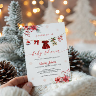 Merry Little Baby Shower Clothesline Baby Girl Kaart