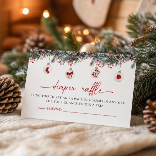 Merry Little Baby shower Diaper Raffle Informatiekaartje