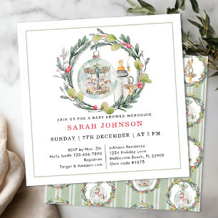 Merry Little Baby shower Elegant Krans Uitnodiging