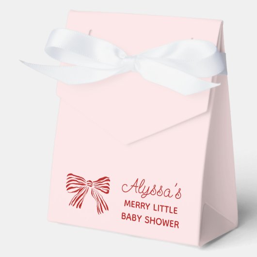 Merry Little Baby Shower Favor Boxes with Red Bow Bedankdoosjes (Voorkant)