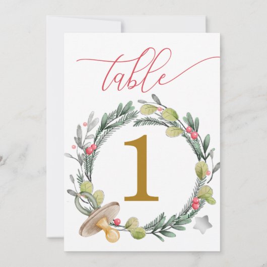 Merry Little Baby Shower Gold Table Numbers Kaart (Achterkant)