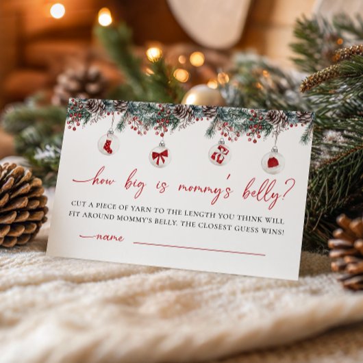 Merry Little Baby shower Hoe groot is de buik van Informatiekaartje