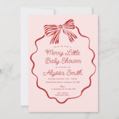 Merry Little Baby Shower Invitation with Red Bow (Devant)