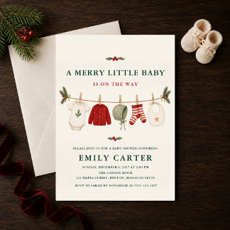Merry Little Baby Shower Kerst Klerenlijn Kaart