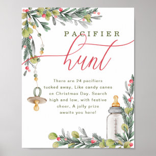 Merry Little Baby shower Pacifier Hunt Sign Poster
