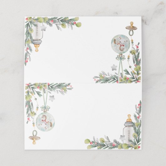 Merry Little Baby shower Place Card / Eetlabel (Buitenkant ongevouwen)