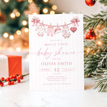 Merry Little Baby Shower Waslijn Roze Strepen