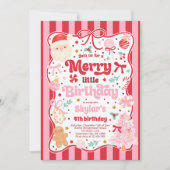 Merry Little Birthday Party Christmas Coquette Bow Kaart (Voorkant)