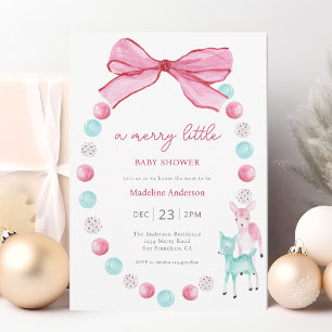Merry Little Christmas Baby Girl Shower Kaart