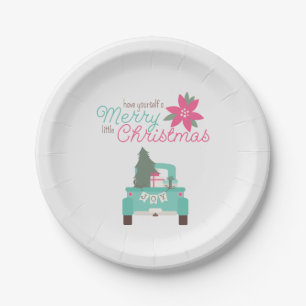 Merry Little Christmas Blauwgroen pick-up papieren Bordje