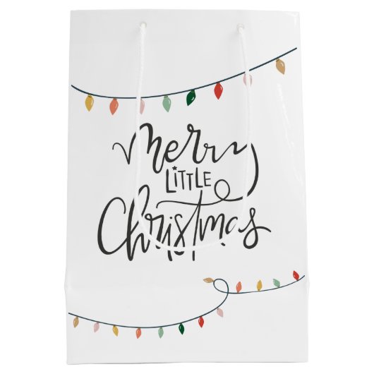 Merry Little Christmas Bright String of Lights Medium Cadeauzakje (Achterkant)