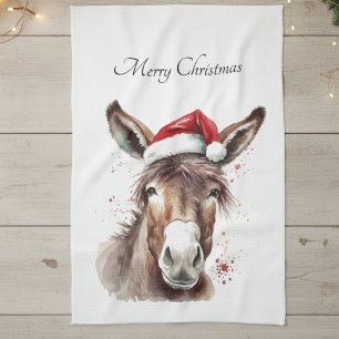 Merry Little Christmas Donkey, op maat Theedoek