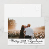 Merry Little Christmas handgeschreven script | Fot Feestdagenkaart (Voorkant / Achterkant)