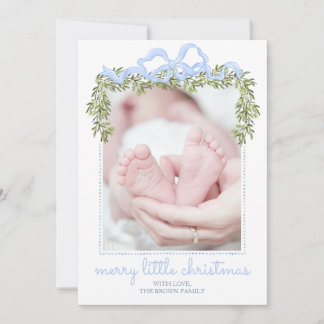 Merry Little Christmas Kaart Pasgeboren Baby Foto