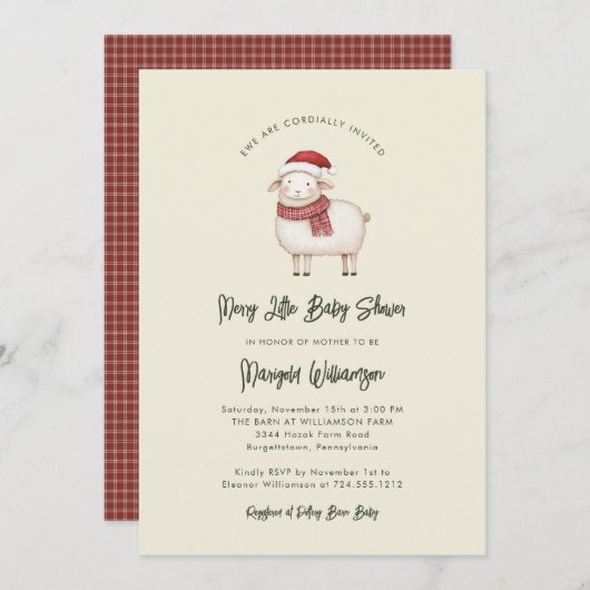 Merry Little Christmas Rustic Baby Shower  Kaart (Voorkant / Achterkant)
