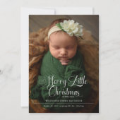 Merry Little Christmas Script Baby Foto Geboorte Aankondiging (Voorkant)