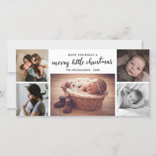 Merry Little Christmas Script Newborn Baby Foto Bedankkaart
