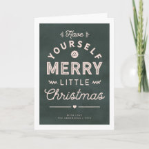 Merry Little Christmas Textured Type Holiday Kaart