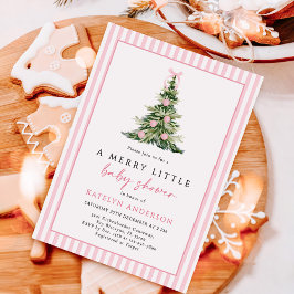 Merry Little Christmas Tree Baby Shower  Kaart