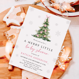 Merry Little Christmas Tree Baby Shower  Kaart