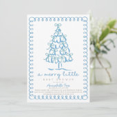 Merry Little Christmas Tree Blue Baby shower Kaart (Staand voorkant)