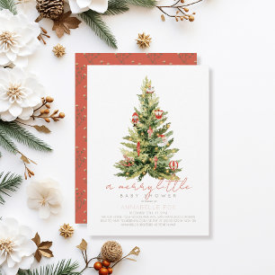 Merry Little Christmas Tree Rood Baby shower Kaart