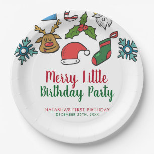 Merry Little Christmas Verjaardag Custom Papieren Bordje