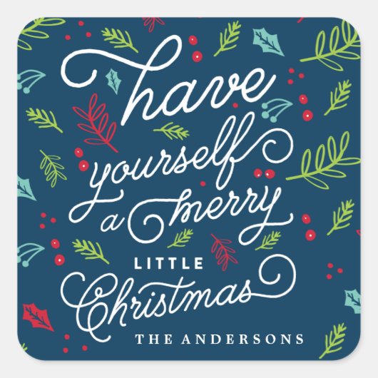 MERRY LITTLE envelop seal Kerst sticker (Voorkant)