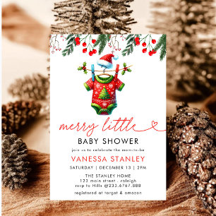 Merry Little Floral Christmas Santa Baby shower Kaart