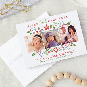 Merry Little Kerstbaby First Photo Collage Feestdagenkaart