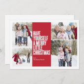 Merry Little Kerstcollage | Rood Feestdagenkaart (Voorkant / Achterkant)