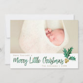 Merry Little KerstGreen Gold Holly Waterverf Feestdagenkaart (Voorkant)