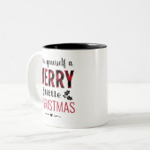 Merry Little Kerstmis Modern Red Buffalo Pset Tweekleurige Koffiemok (Voorkant links)