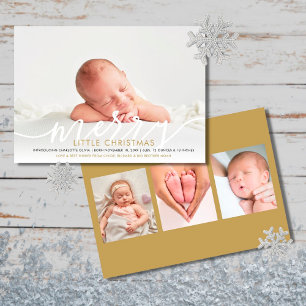 Merry Little Kerstmis New Baby 4 Foto Birth Aankondiging